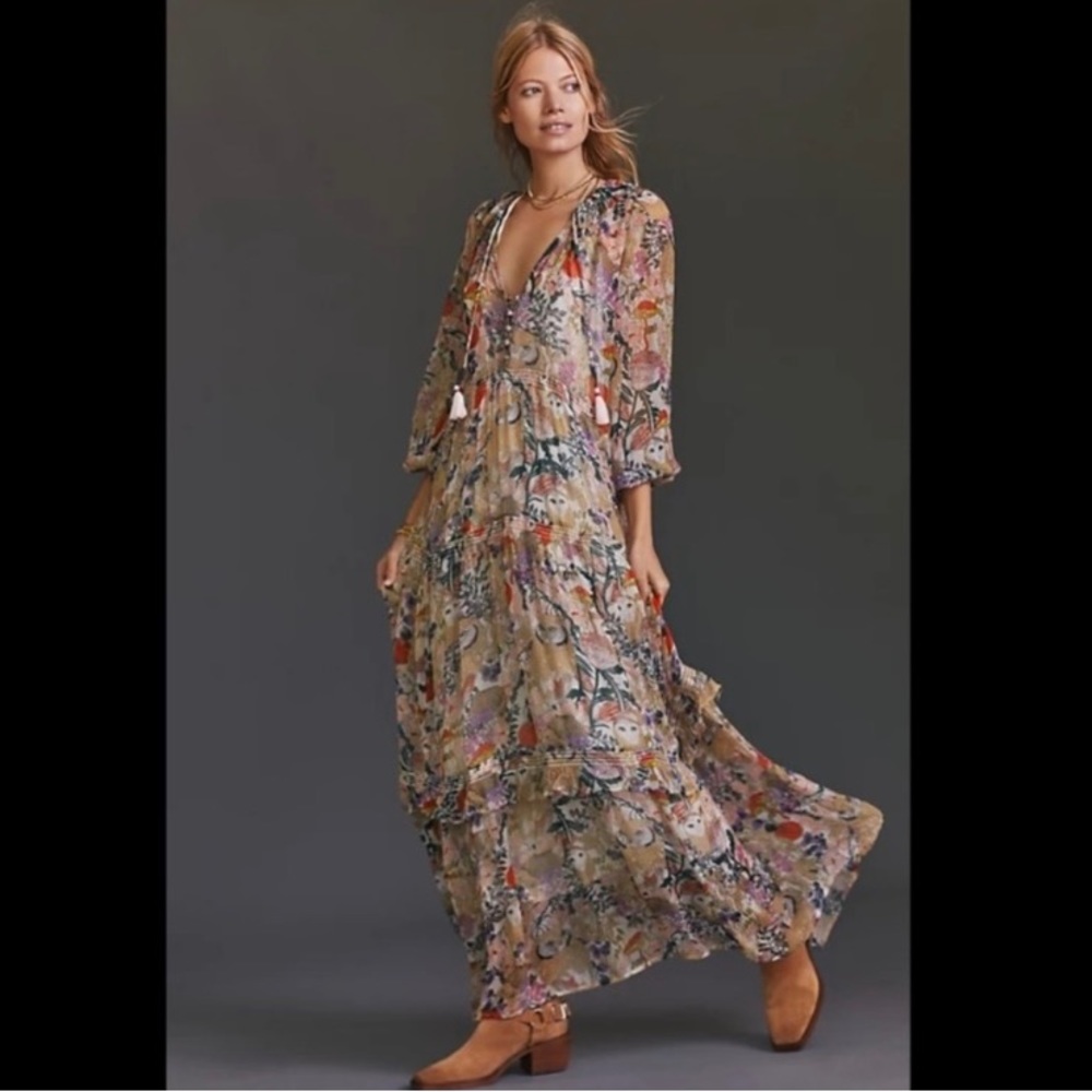 Anthropologie tiered maxi dress